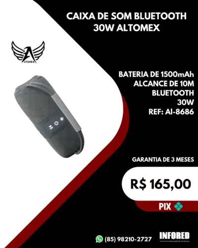 Caixa de som Bluetooth 30W Altomex