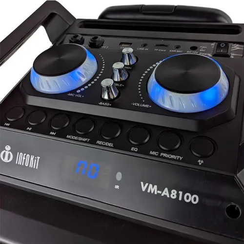 Caixa De Som Bluetooth Com Led E Rodas 80w Vm-a8100 Preto