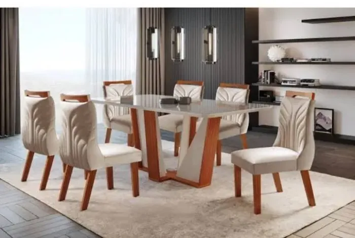 Conjunto com 6 cadeiras 100% mdf