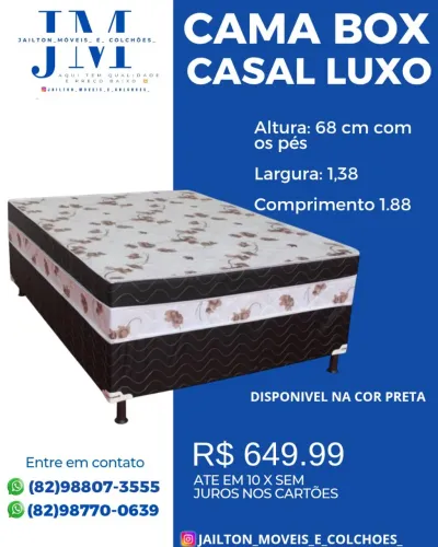 CAMA BOX CASAL LUXO BONS SONHOS 