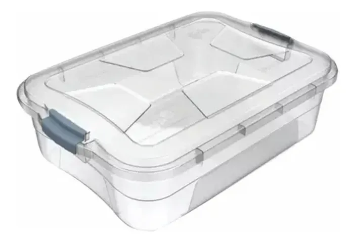 Caixa Multiuso Organizadora Com Tampa Trava De Proteção 17l