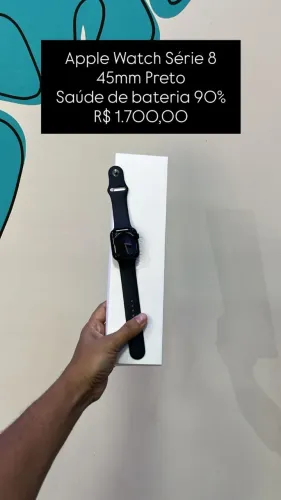Apple Watch Series 8 / 45mm / Preto / Saúde de bateria 90% / R$ 1.700,00