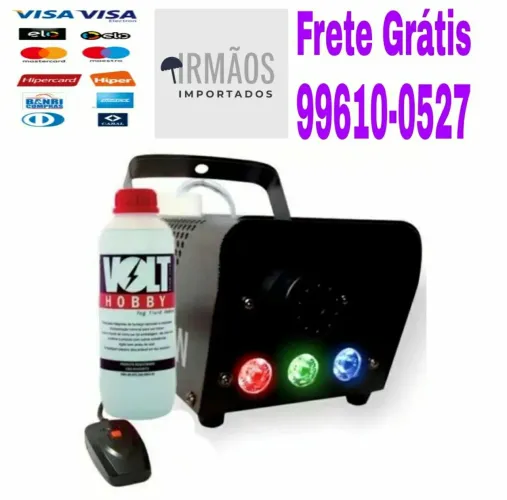 Máquina Fumaça 600w Com três leds + Líquido + Dois Controles