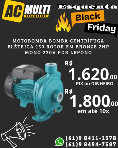 Motobomba Bomba Centrífuga Elétrica 150 rotor em bronze 2hp mono 220v pdr Lepono