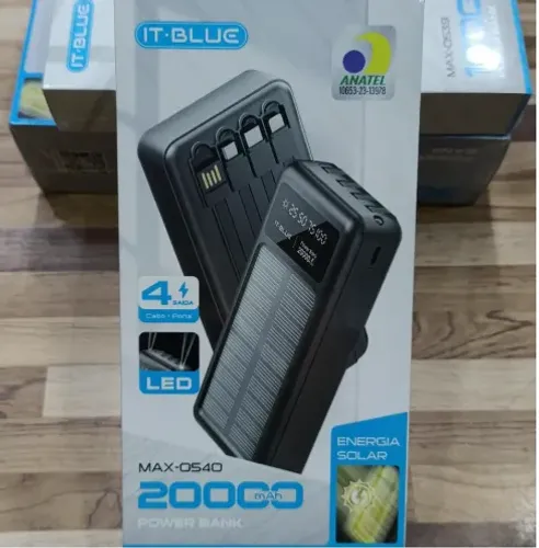 Carregador Power Bank Energia Solar Portátil It-blue 20000mah MAX-0540 5em1