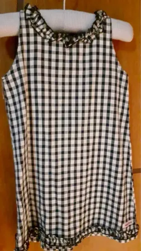 Vestido Infantil Xadrez Preto e Branco