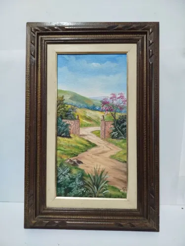 Quadro Antigo Óleo Sobre Tela 20x40 #4