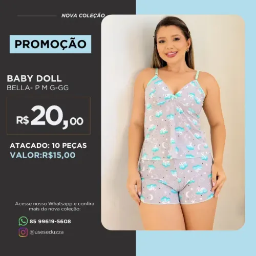 Baby Doll Bella Pijamas Feminino Roupas de Dormir Moda intima