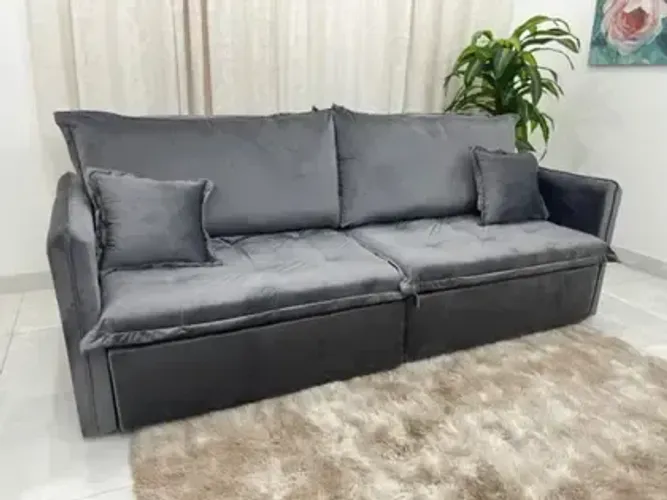 Sofá Cama Suede 2 m Com 4 Lugares