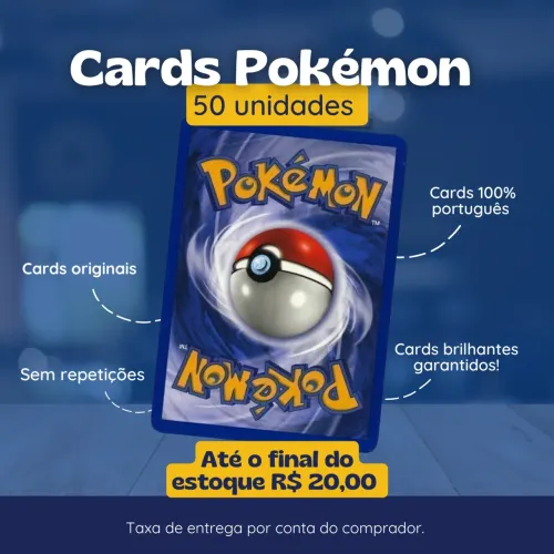 50 Cards Pokémon Originais - Português