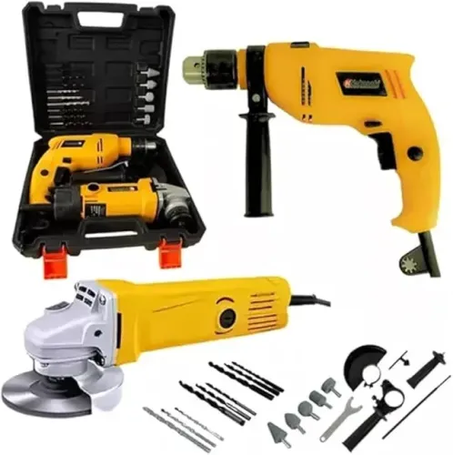 Kit Esmerilhadeira/Lixadeira 860w e Furadeira/Parafusadeira 860w Com Maleta 25 Peças