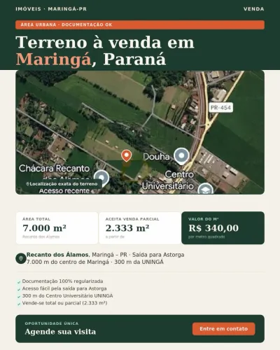 * Terreno 7.000m² em Maringá - Excelente Localização