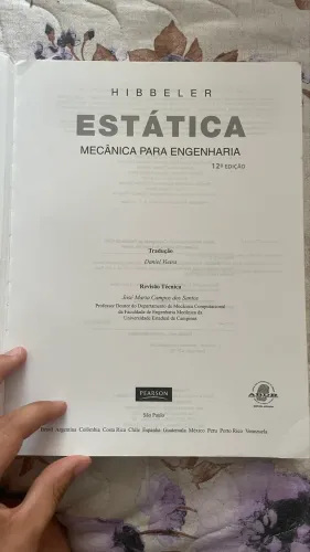 Livro Estática: Mecânica para Engenharia - Hibbeler 12ª Ed. (Estado de Novo)