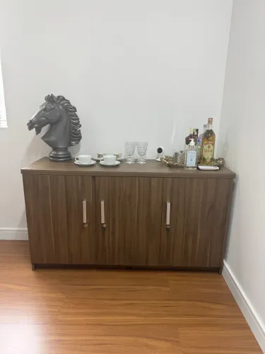 Balcão 3 portas MDF amadeirado