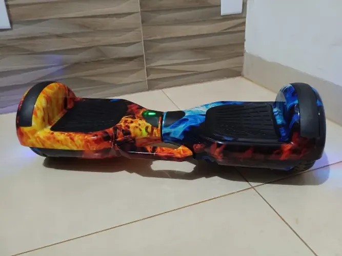 Skate Elétrico Hoverboard - Estampa Fogo e Gelo - Bluetooth