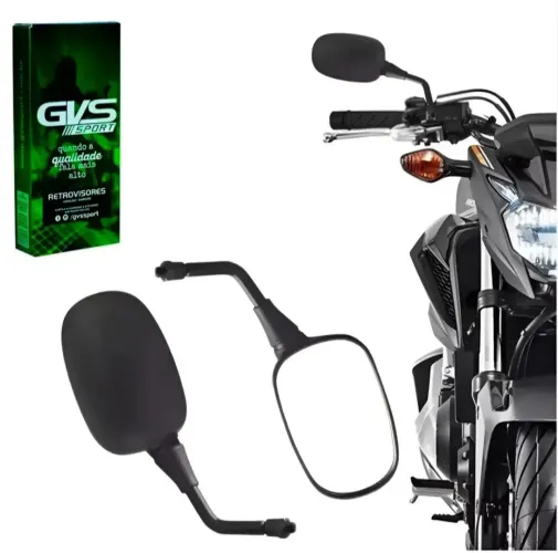 Retrovisor Gvs Modelo Hornet Lente Plana Para Honda E Yamaha