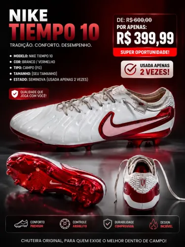 ? Chuteira Nike Tiempo 10 Original FG 