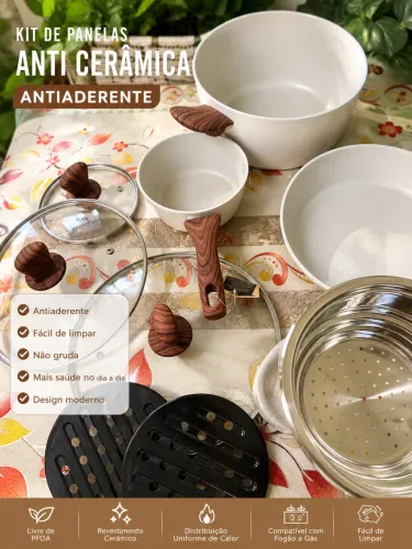 Kit de panelas de cerâmica Quartzo Stone