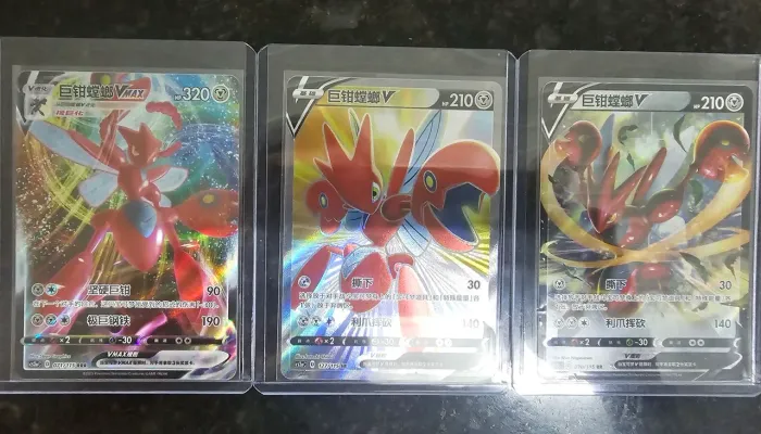 Cartas Pokémon Trío de Scizor, V, Vmax e Full Art (Nm) Kit com 3 Cartas em Chines