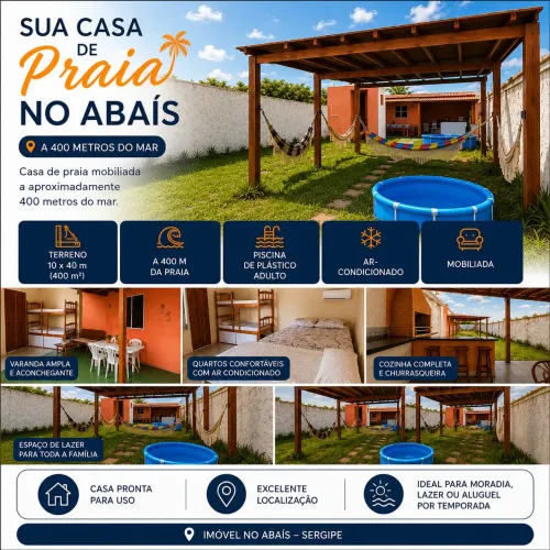 Casa de Praia no Abaís - 400 m da Praia | Mobiliada | Excelente Oportunidade