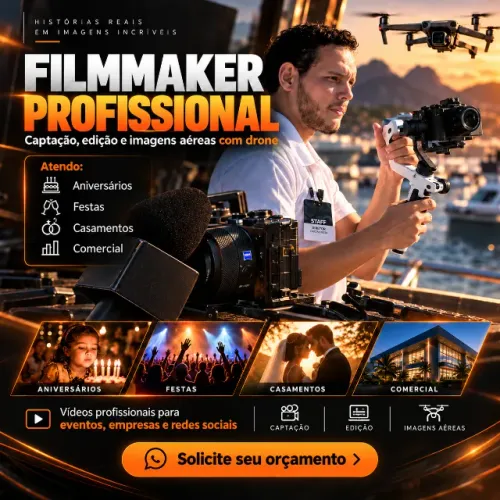 Filmmaker profissional + editor de videos + drone + comercial