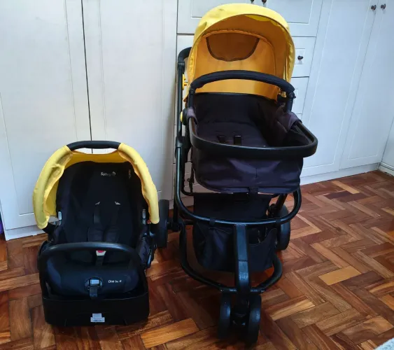 Conjunto safety com carrinho e bebê conforto