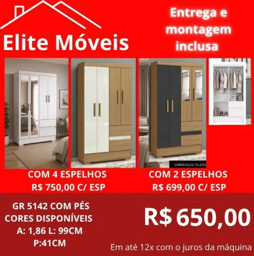 650,00 Com a montagem e a entrega. 
