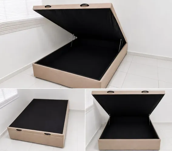 VENDO BAÚ CASAL - SUEDE BEGE / OPORTUNIDADE 