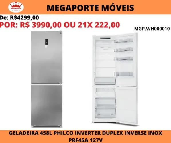 GELADEIRA 458 LITROS PHILCO INVERTER 