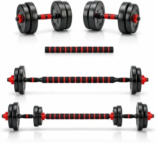Kit Halteres de Anilhas E Barras Ajustáveis 15kg - MK FIT 