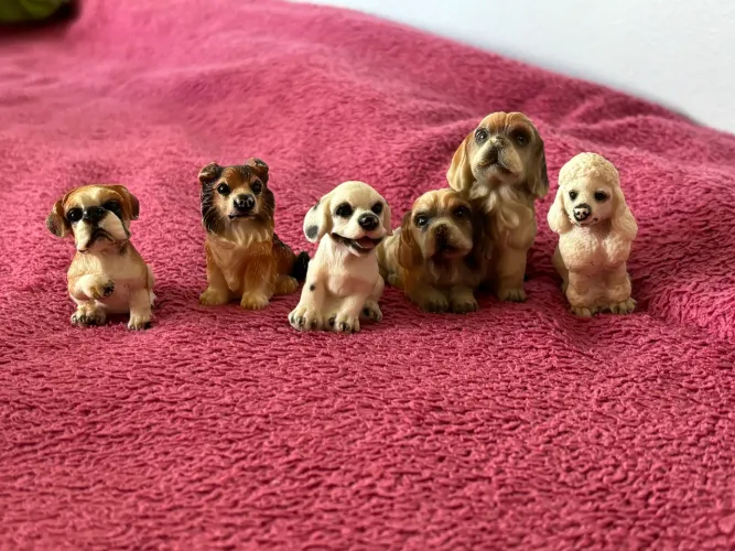 coleção vintage 6 cachorros resina
