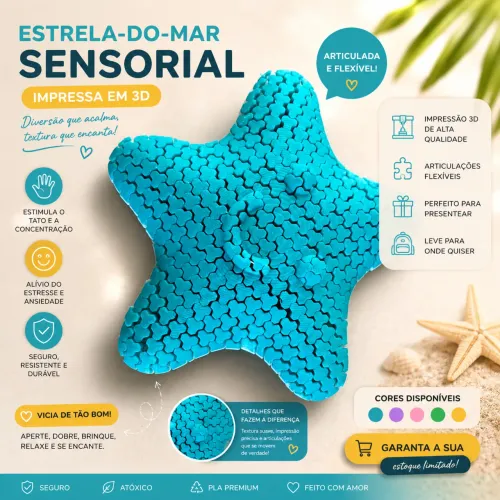 Estrela Sensorial Articulada 3D - Brinquedo Infantil Fidget