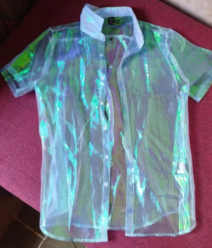 Camisa de gola holográfica masculina(WDIRARA)
