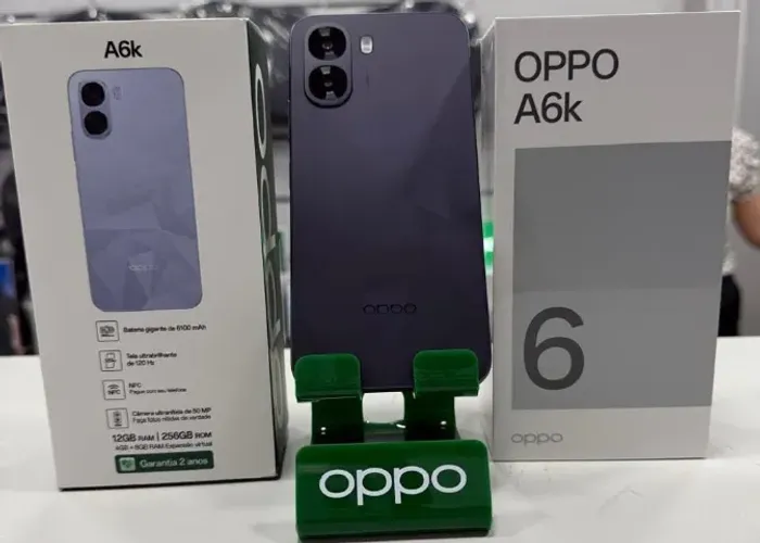 OPPO A6K 4G 256GB 4GB RAM com NFC | Bateria de 6100mAh e Espaço de Sobra para Seus Arquivo
