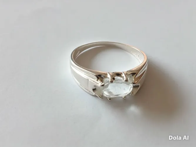 Anel masculino prata e rhódio com pedra rara phenakite natural
