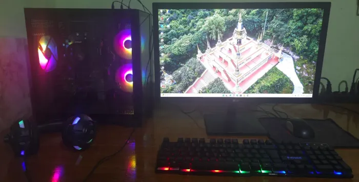 PC Completo Ryzen 5 3400g 12Gb 2400mhz, SSD 480GB, HD 750GB, Monitor, Teclado e Mouse