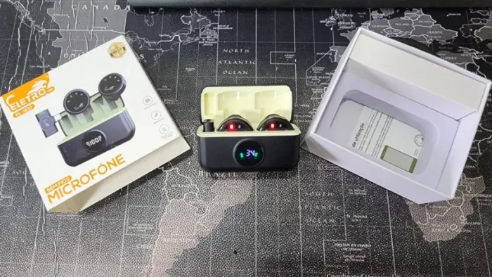 Microfone de Lapela Sem Fio Eletro Mex EL-1837 Duplo - USB-C - Usado 1x