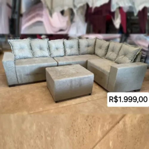 PROMOÇÃO URGENTE - Sofá de Canto GIGANTE Paris Cinza Claro