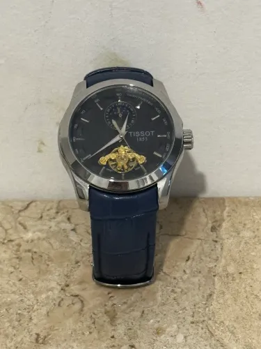 Relógio Tissot 1853 Automático Open Heart Azul - Couro