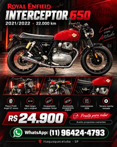 Royal Enfield Interceptor 650 2022 | 22 mil km | Torbal + Pirelli Angel GT