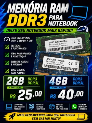 MEMÓRIA RAM DDR3 PARA NOTEBOOK