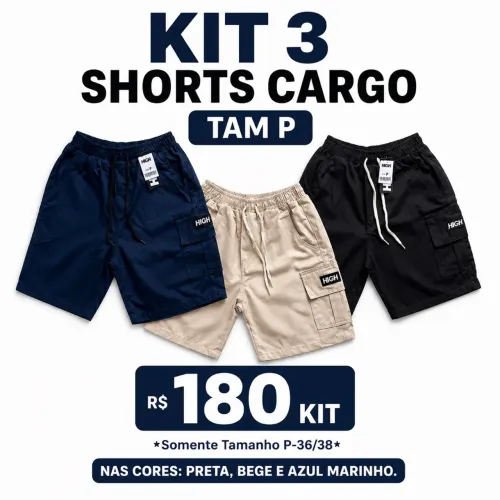 Kit 3 Bermuda Cargo Sarja TAM P 