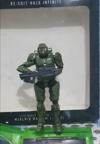 FIGURA DE AÇÃO BONECO HALO PARA COLECIONADOR COM CAIXA ACESSÓRIOS.