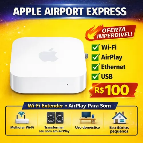 Apple AirPort Express A1264 - Wi-Fi + AirPlay - R$ 100