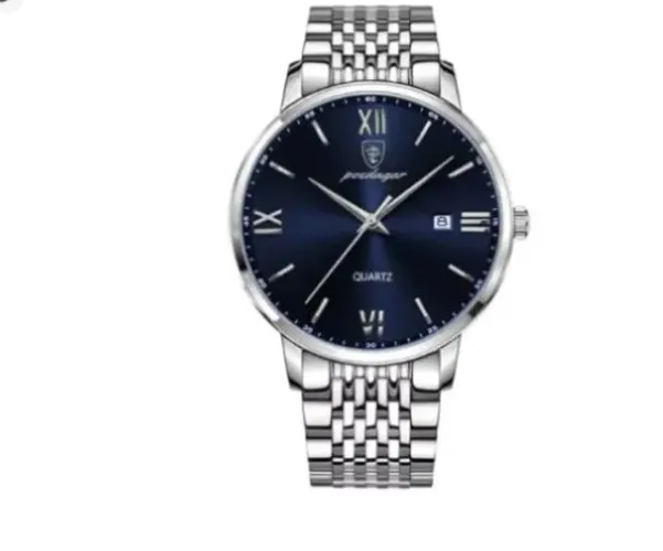 Relógio Masc. Poedegar 826 aço inoxidável 42mm Silvério Black S