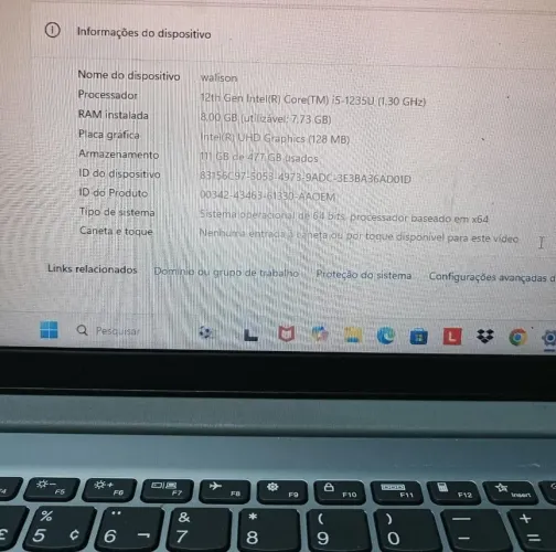 Notebook Intel Core i5 12ª Geração - 8GB RAM - SSD 512GB