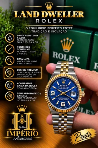Relógio Masculino Land Prata com Dourado