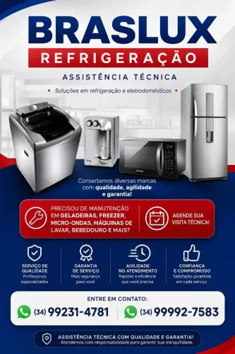 Braslux assistência técnica,máquina de lavar, geladeira, bebedouro, ar-condicionado