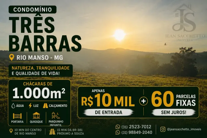 Apenas 10 Mil de Entrada | Chácaras 1.000m² em Rio Manso