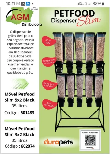 Móvel Dispenser Ração 10 Bocas 350L - Petfood Slim 5x2 Black - AGM Manaus